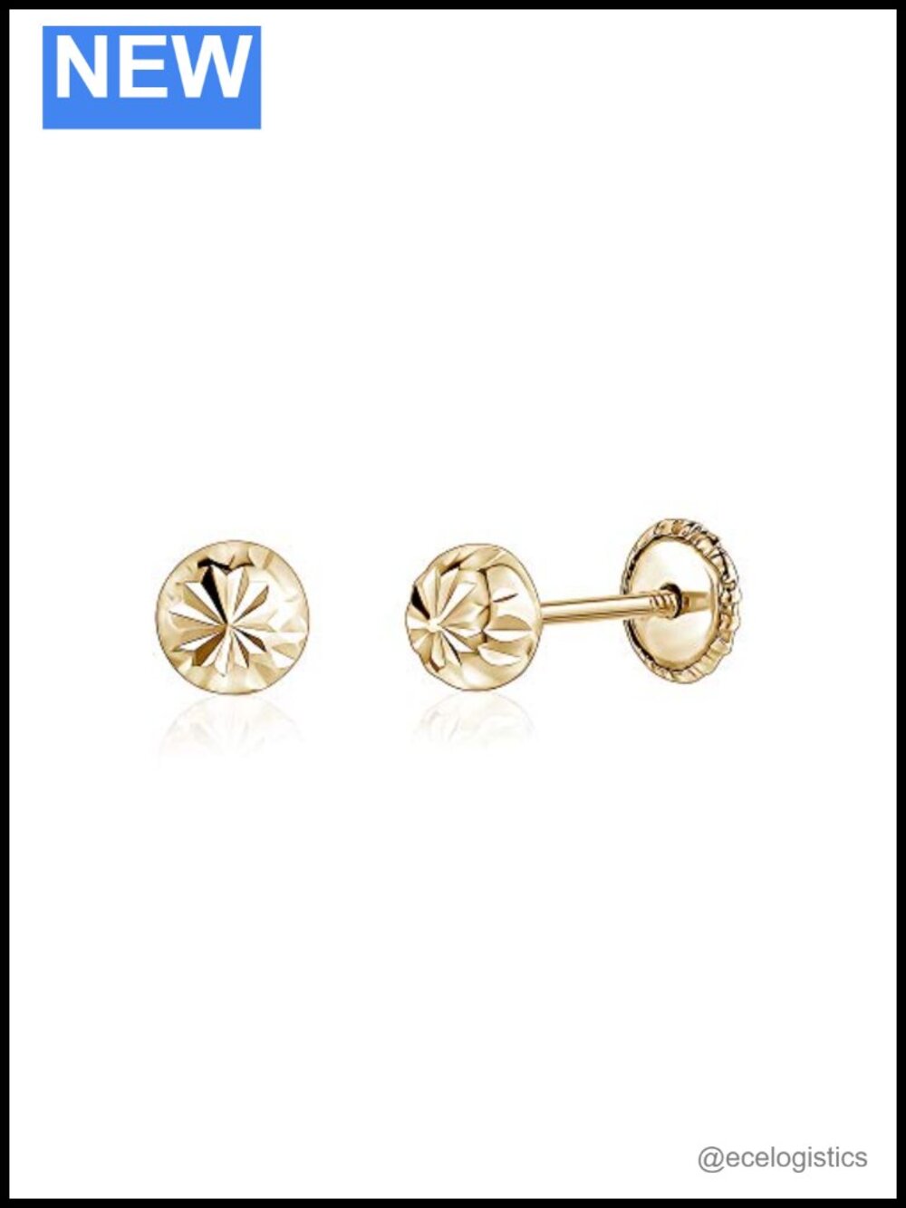 14K Yellow Gold Half Ball Earrings Fluted Screwback 4mm Fine Jewelry